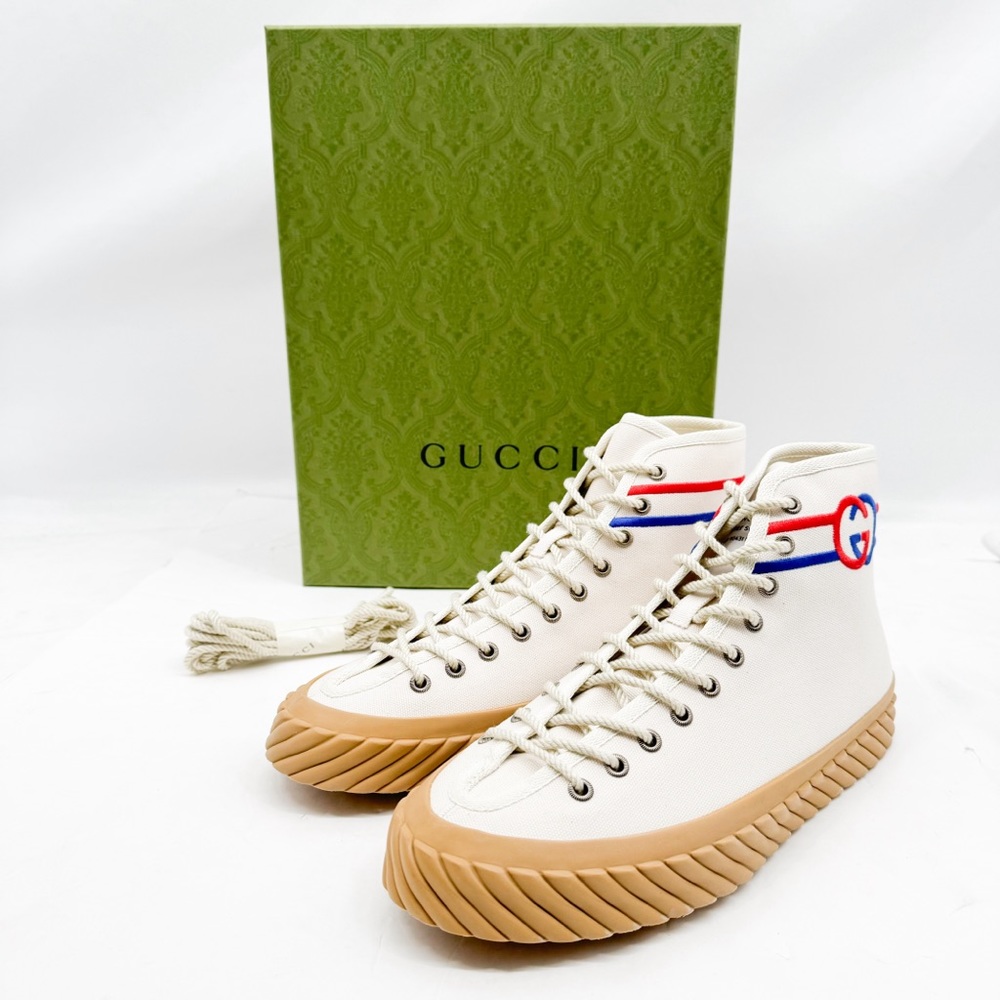 Gucci Interlocking G Logo Canvas High Top Sneakers